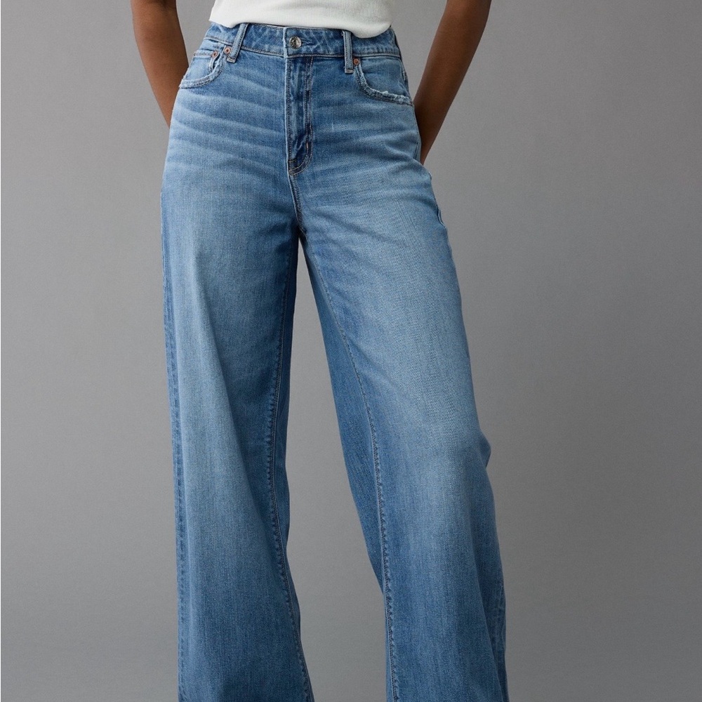 American Eagle Outfitters Light Blue Wide-Leg Pants